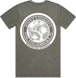 MOSS GREEN STONE WASH TEE CLASSIC PRINT
